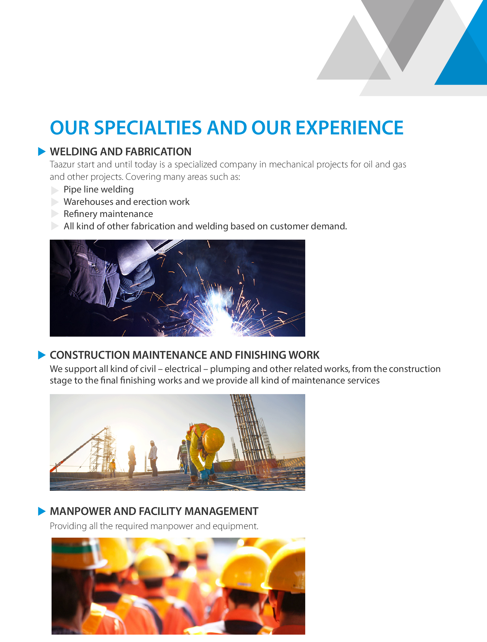 Our Specialties and Experience